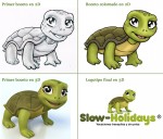 Logotipo de Slow-Holidays. En la imagen se muestra la evolución en el
diseño desde los primeros bocetos en 2D hasta el logotipo final en 3D. www.slow-holidays.com